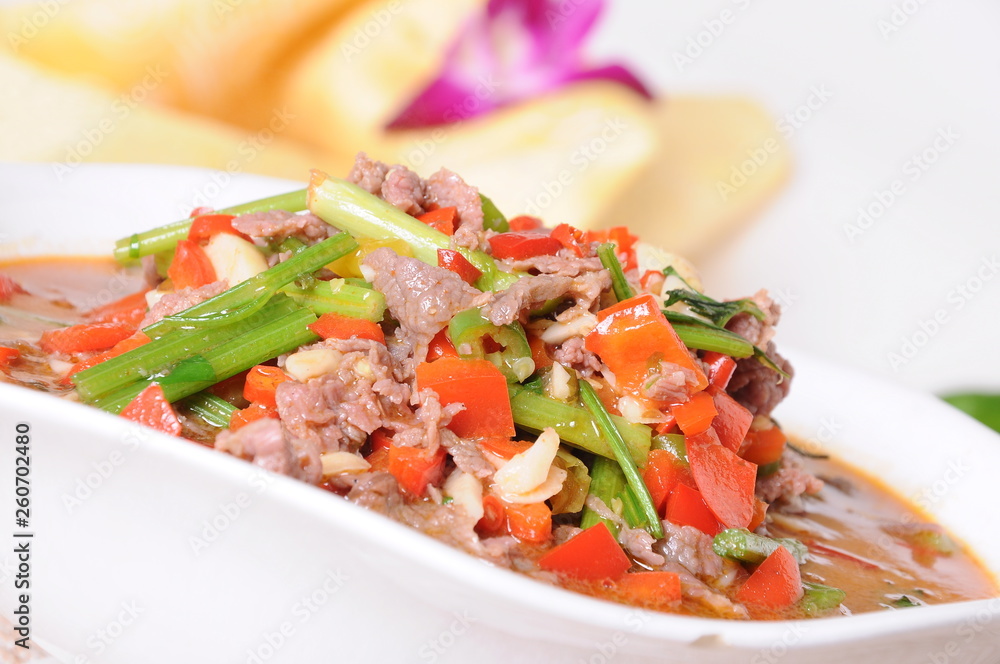 salad with meat and vegetables