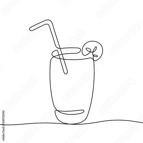 Summer cocktail continuous line vector illustration