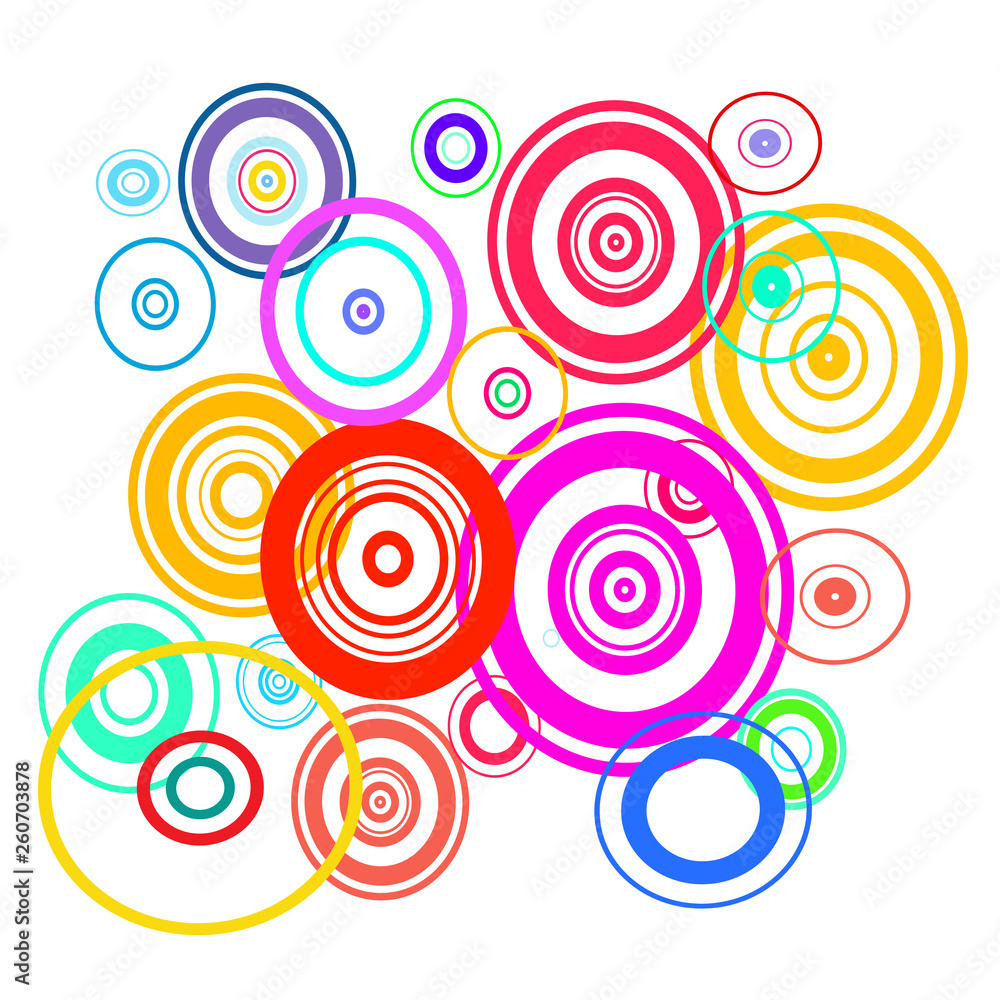 Colorful rings on white background   