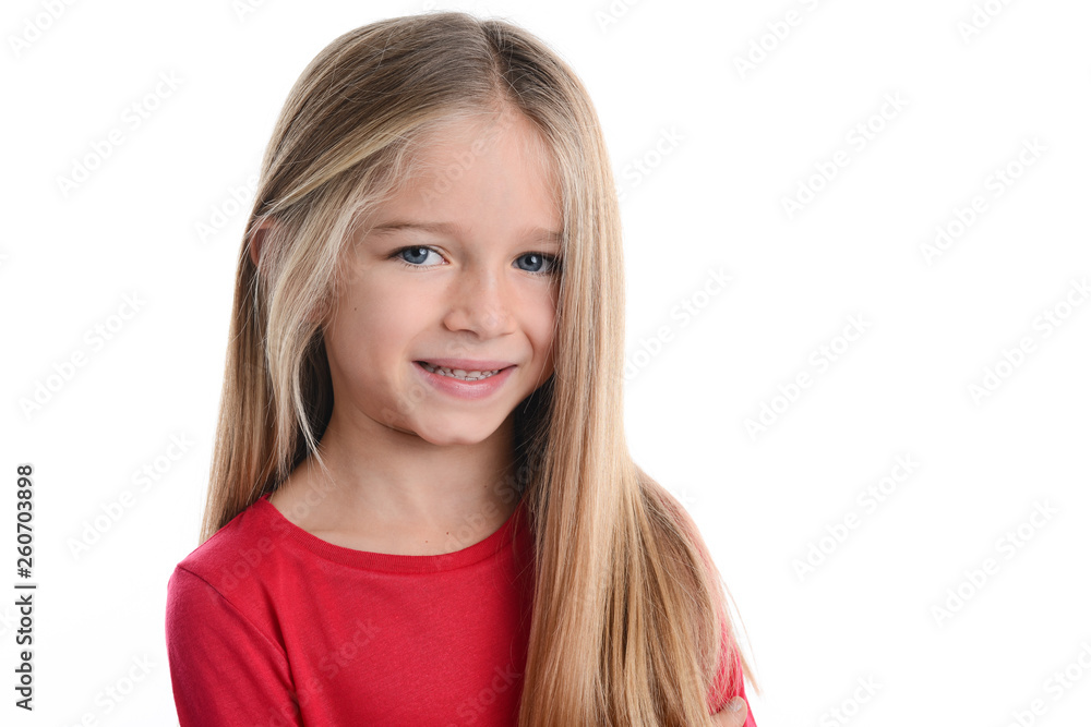 portrait of a young girl kid studio shot on a white background portrait of a young girl kid studio shot on a white background