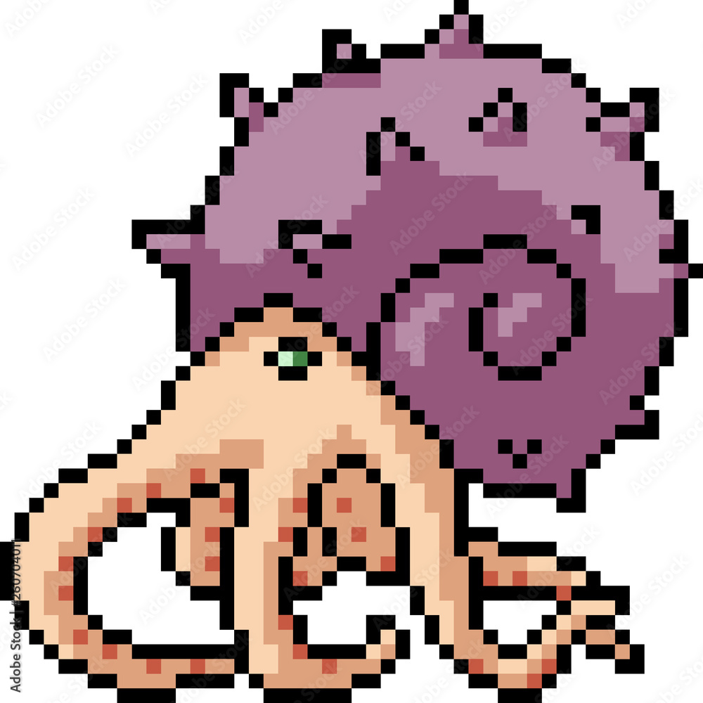 vector pixel art octopus monster