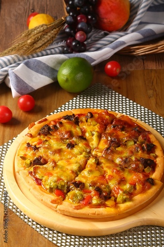 pizza with tomatoes and olives