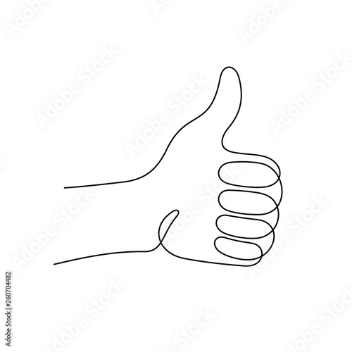 Thumb up continuous line vector illustration