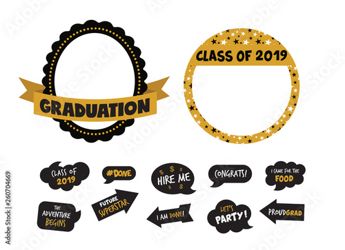 graduation party vector design elements and photo booth props. vector