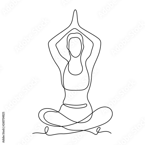 Yoga position continuous line vector illustration