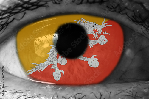 Bhutan flag in the eye