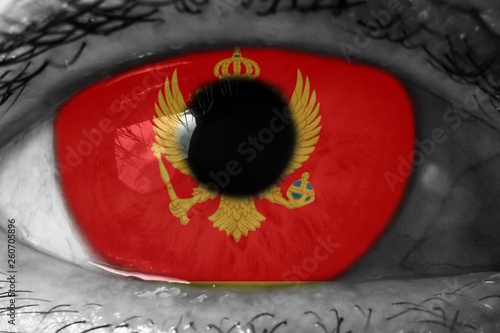 Montenegro flag in the eye