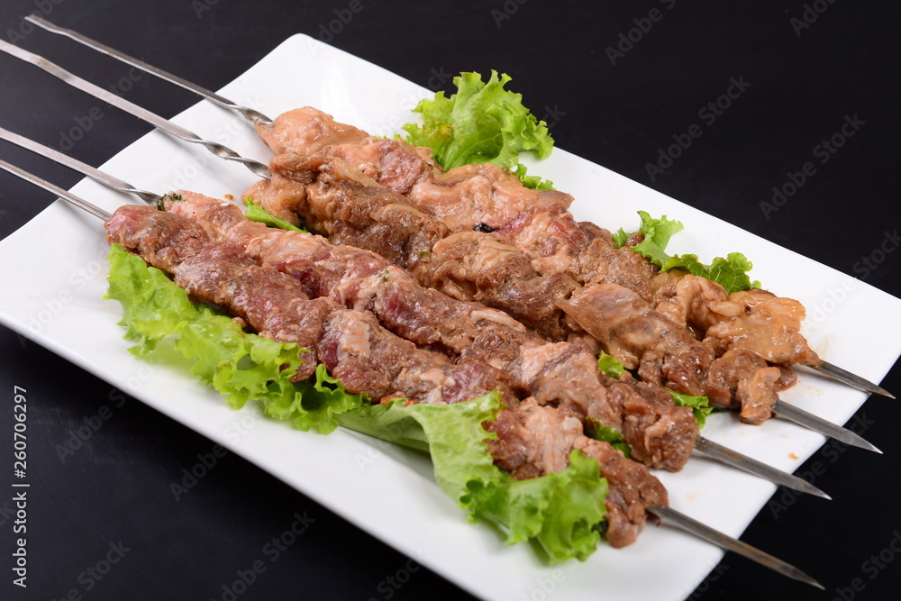 grilled beef steak with salad