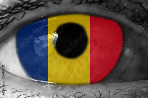 Romania flag in the eye