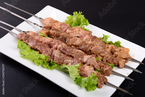 grilled beef steak with salad