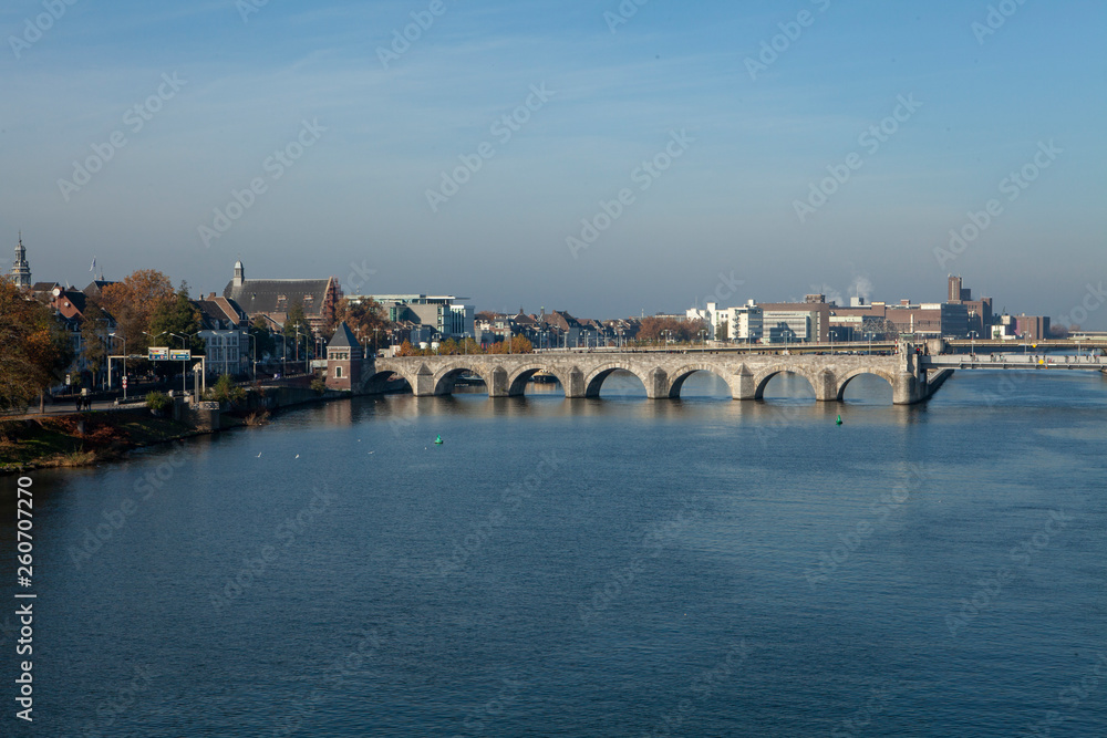 City of Maastricht Limburg Netherlands Roman bridge river Maas