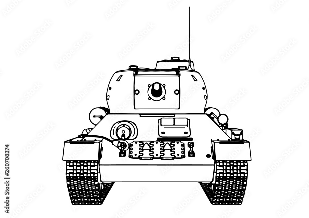 Obraz premium Russian tank sketch vector