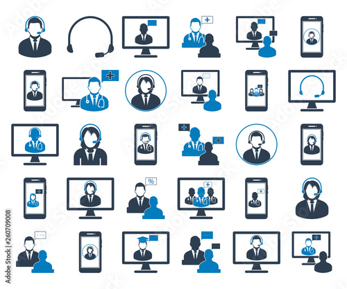 Support and Service Icon set. Flat style vector EPS.