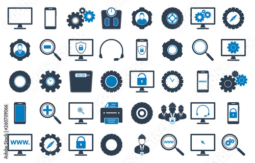 Technology icon set. Flat style vector EPS.