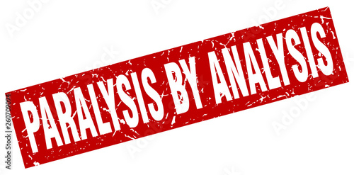 square grunge red paralysis by analysis stamp