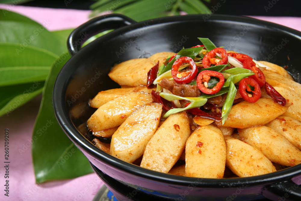 fried potatoes with meat and vegetables fried potatoes with meat and vegetables