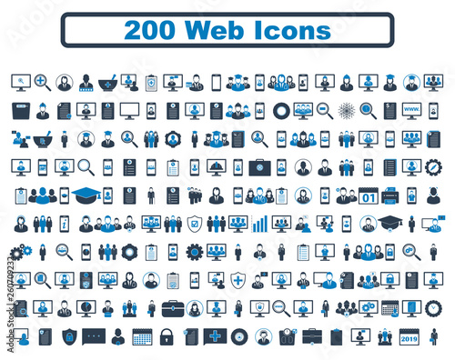 200 web icon set. Flat style vector EPS.