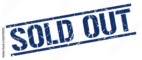 sold out blue grunge square vintage rubber stamp