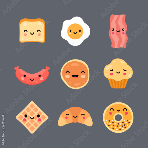 Cute breakfast food set