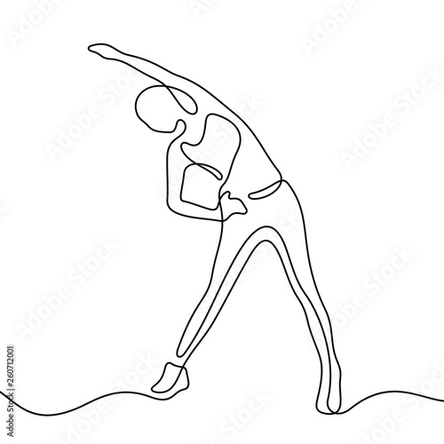 Training woman continuous line vector illustration