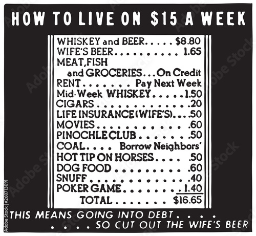 How To Live On 15 A Week - Retro Ad Art Banner