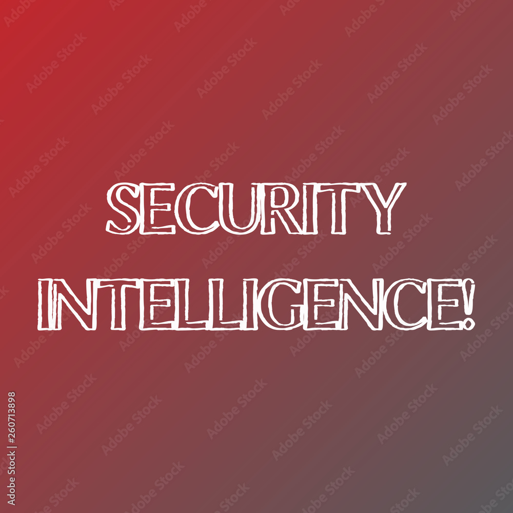 Conceptual hand writing showing Security Intelligence. Concept meaning protecting an organization from threats and risks Solid Colors of Red and Gray, Creating Lighter Shade in the Center