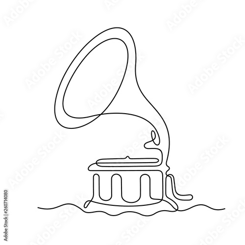 Gramophone continuous line vector illustration