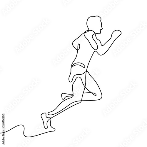 Runner continuous line vector illustration