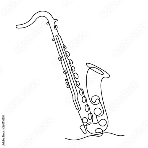 Saxophone continuous line vector illustration