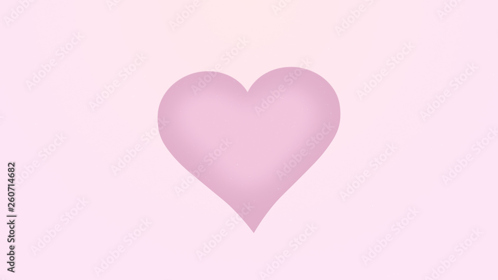 Pink heart is isolated on light pink background. One large, whole heart.