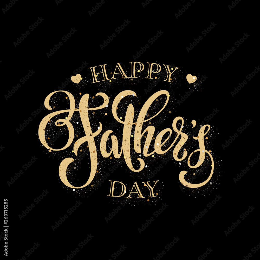 Fathers day greeting card. Handwritten message on black background with
