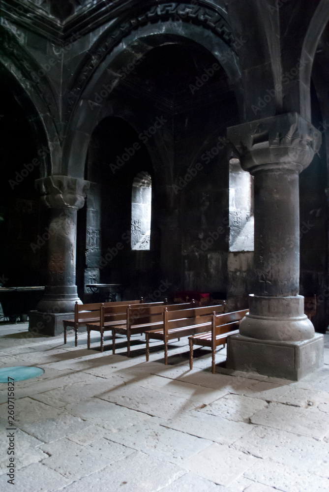 Fototapeta premium light through the monastery windows, old church