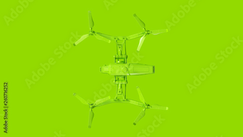 Lime Green Unmanned Aerial Vehicle Drone 3d illustration 3d render