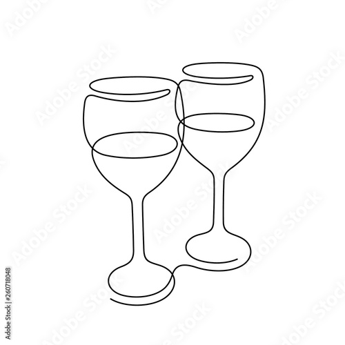 Wine continuous line vector illustration