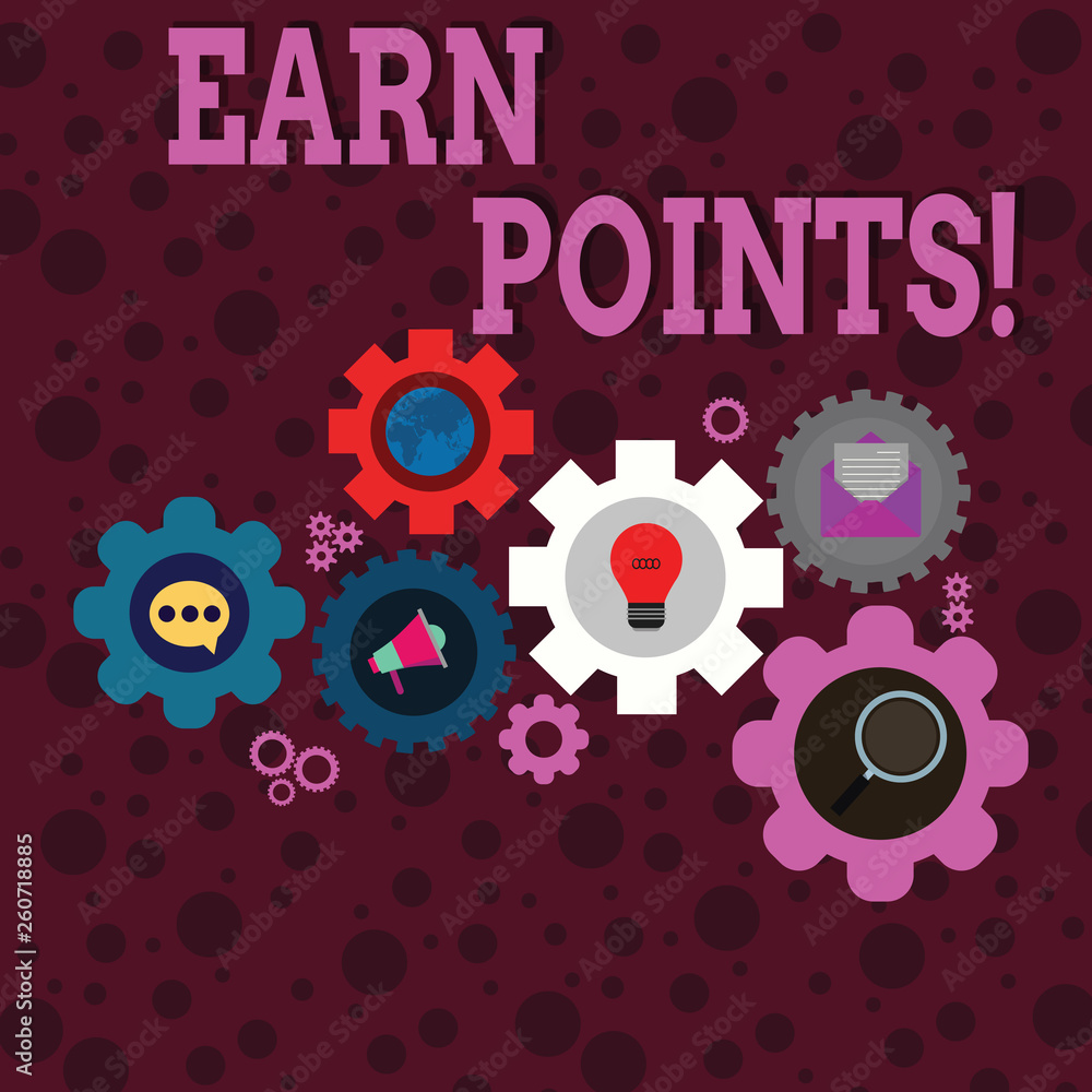 Writing note showing Earn Points. Business concept for collecting scores in order qualify to win big prize Set of Global Online Social Networking Icons Cog Wheel Gear Writing note showing Earn Points. Business concept for collecting scores in order qualify to win big prize Set of Global Online Social Networking Icons Cog Wheel Gear