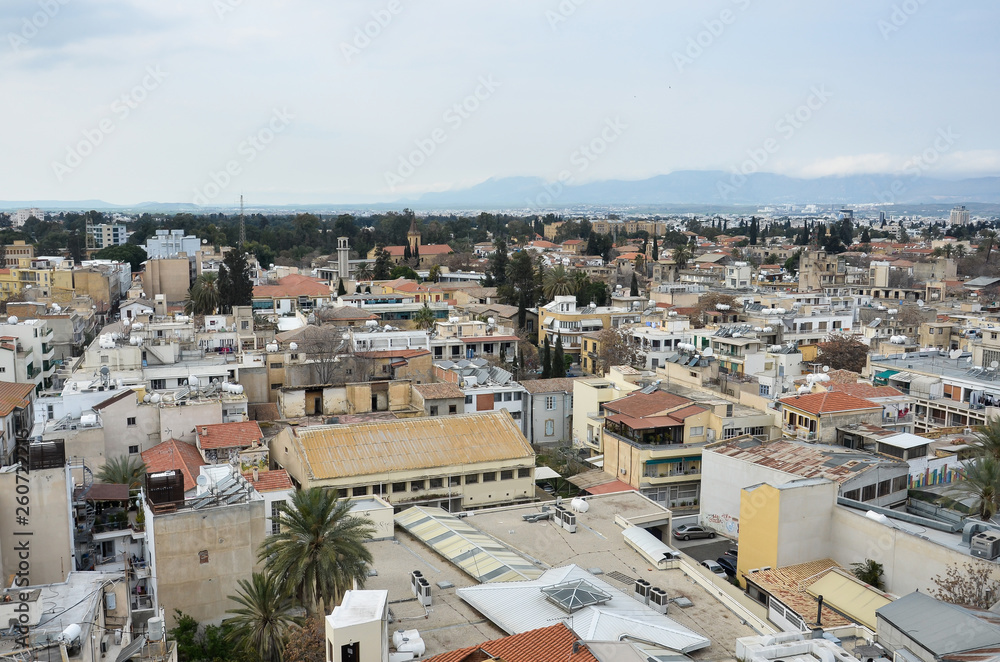 Panoramic view of old town in Nicosia, Cyprus, Lefkosia