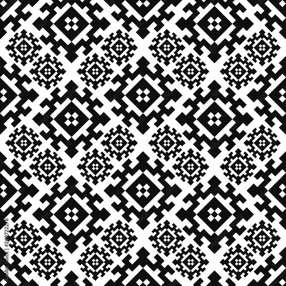 Fototapeta premium Seamless pattern with american indian style. Tribal ornament plaid. Navajo background. Textile geo print.