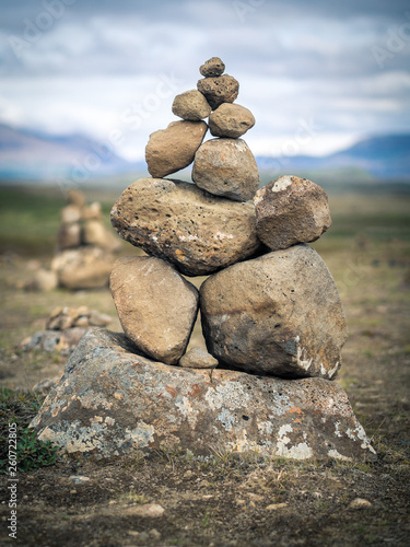 Stone figure of pyramidal shape in Iceland