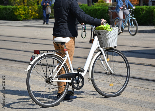 Transportation with bicycle in the city