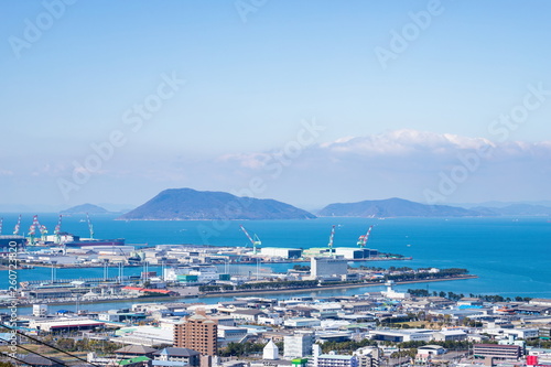 Cityscape of marugame city and seto inland sea ,Shikoku,Japan