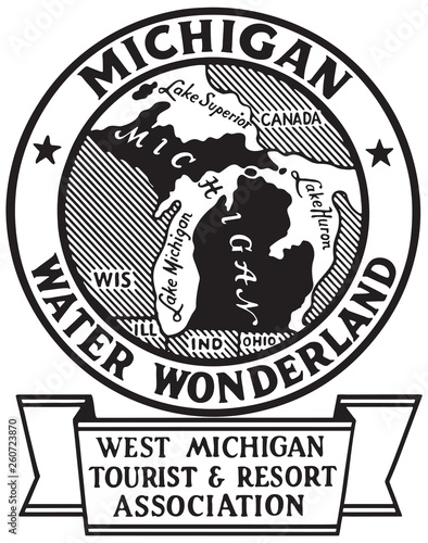 Michigan Water Wonderland  - Retro Ad Art Banner