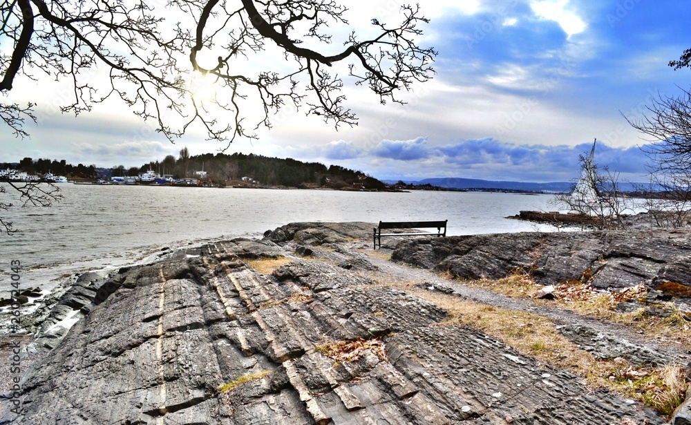 Landscape viewed from Hovedoya island in Oslo fjord, Norway Landscape viewed from Hovedoya island in Oslo fjord, Norway
