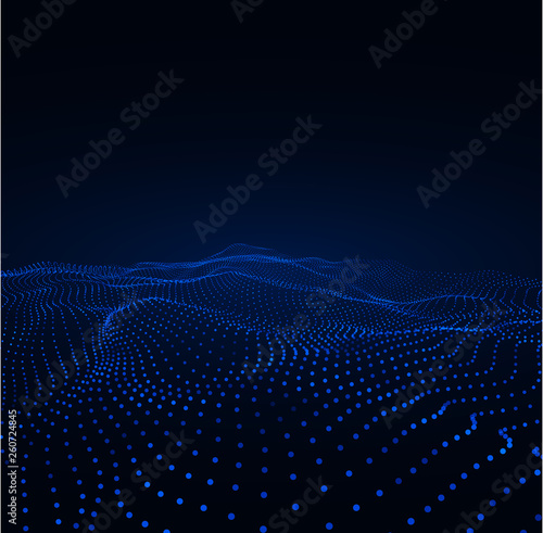 Abstract background with blue neon dotted digital pattern.