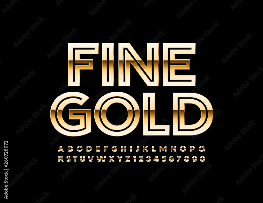 Vector elegant Fine Gold Font. Royal style Alphabet Letters and Numbers 