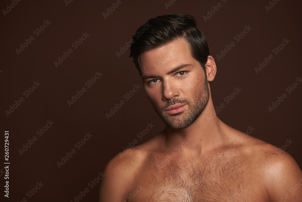 Portrait of sexy muscular man with naked torso Portrait of sexy muscular man with naked torso