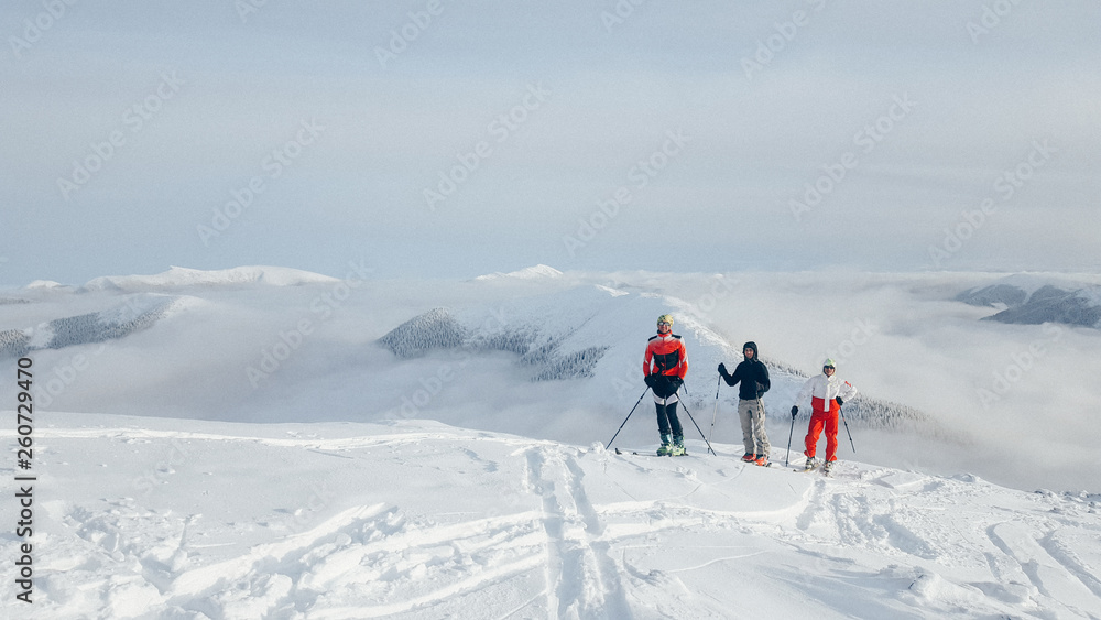 Group of skiing tours
