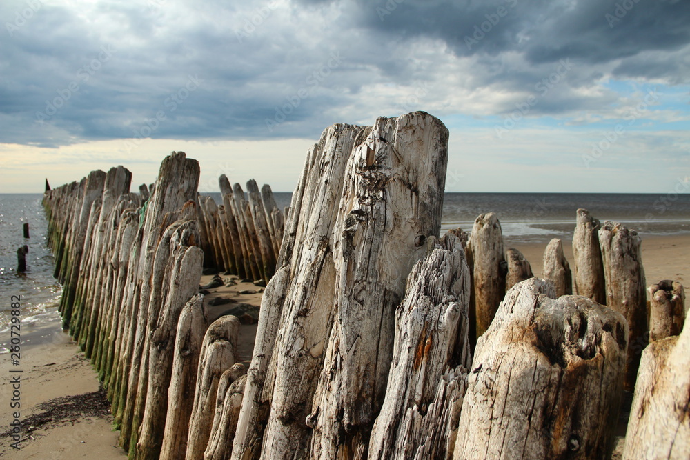 Old wooden breakwater
