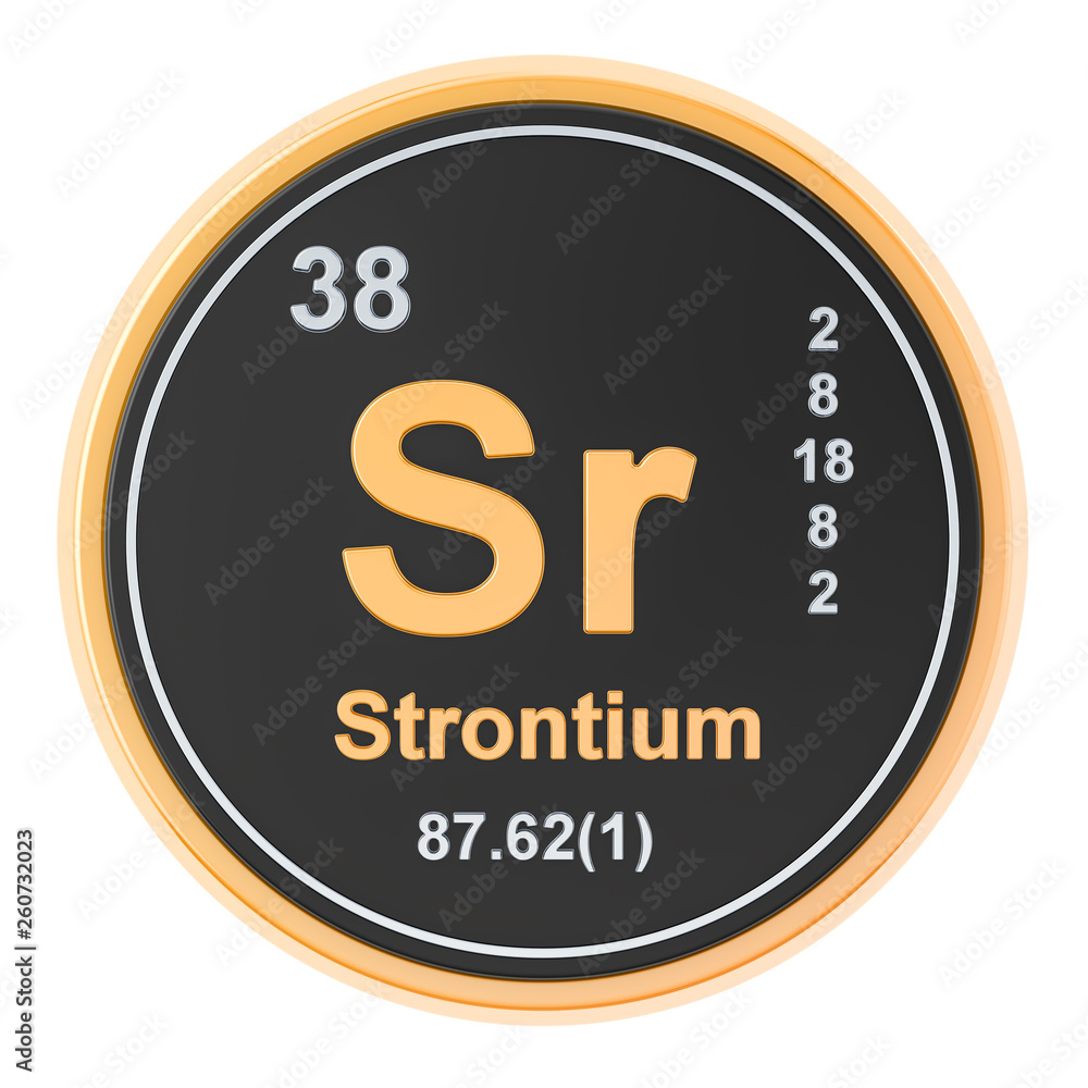 Strontium Sr chemical element. 3D rendering Strontium Sr chemical element. 3D rendering