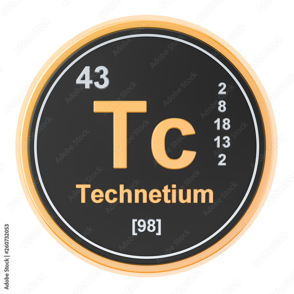 Technetium Tc chemical element. 3D rendering Technetium Tc chemical element. 3D rendering