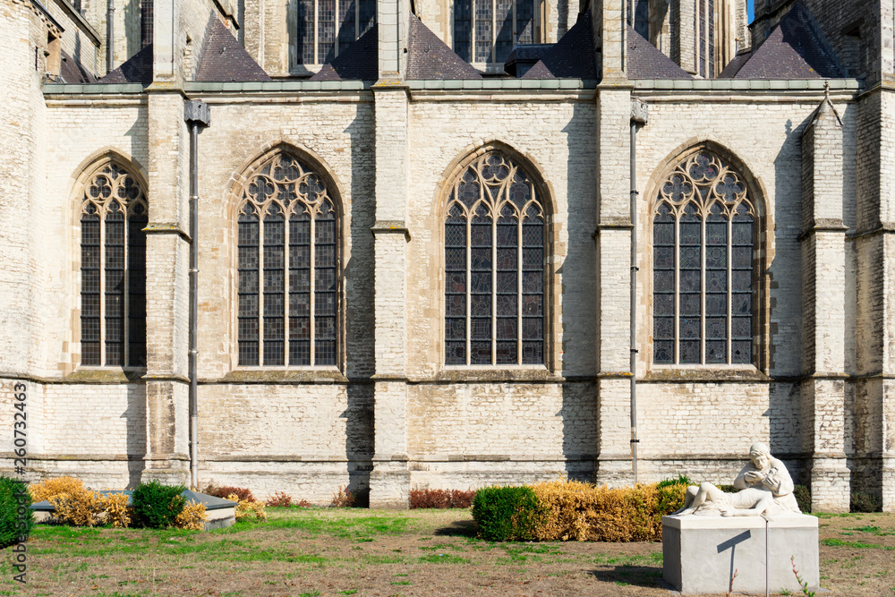 detail of church Sint Willibrordusbasiliek in Hulst, The Netherlands